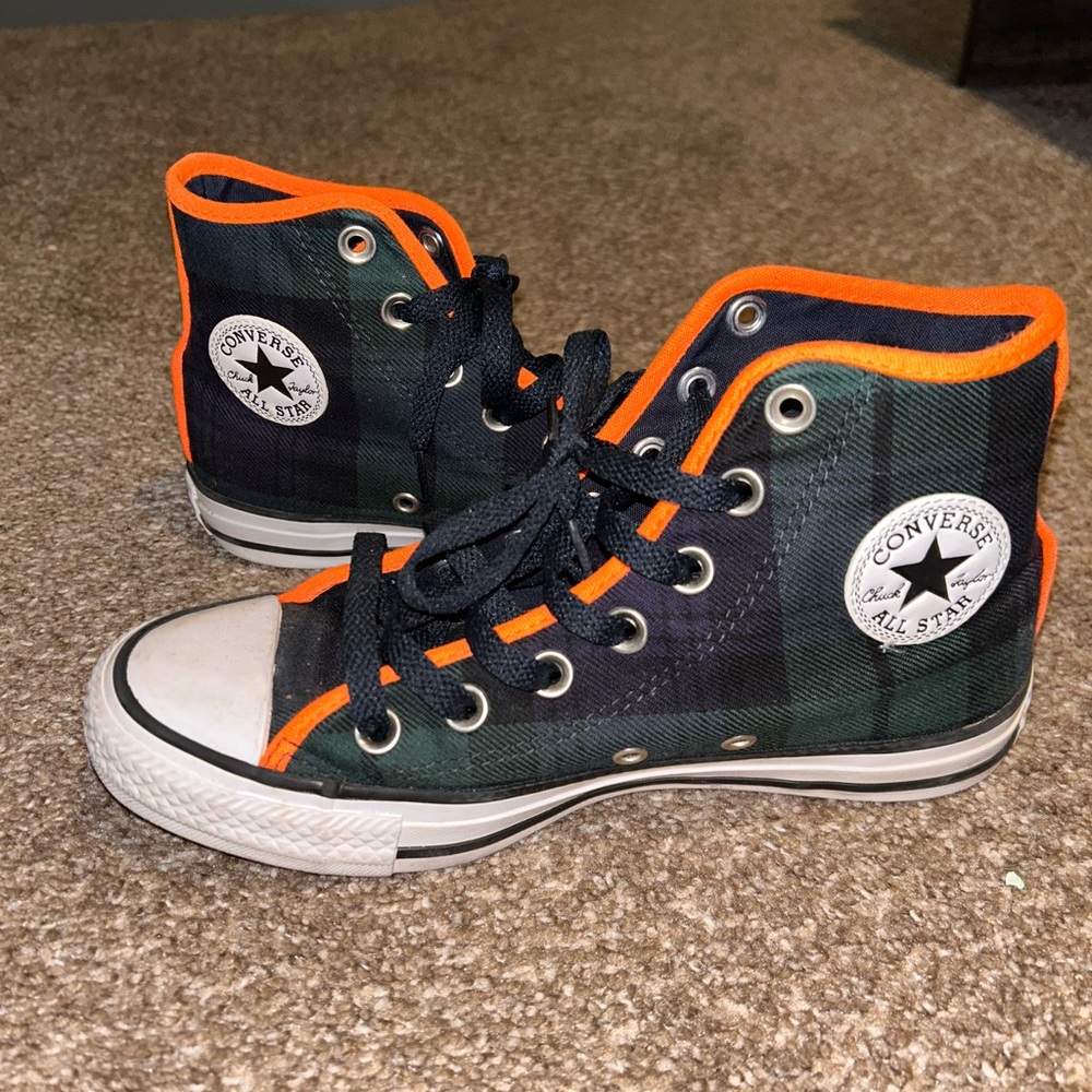 Converse High-Tops with Black and Orange Accents - Picture 1 of 4